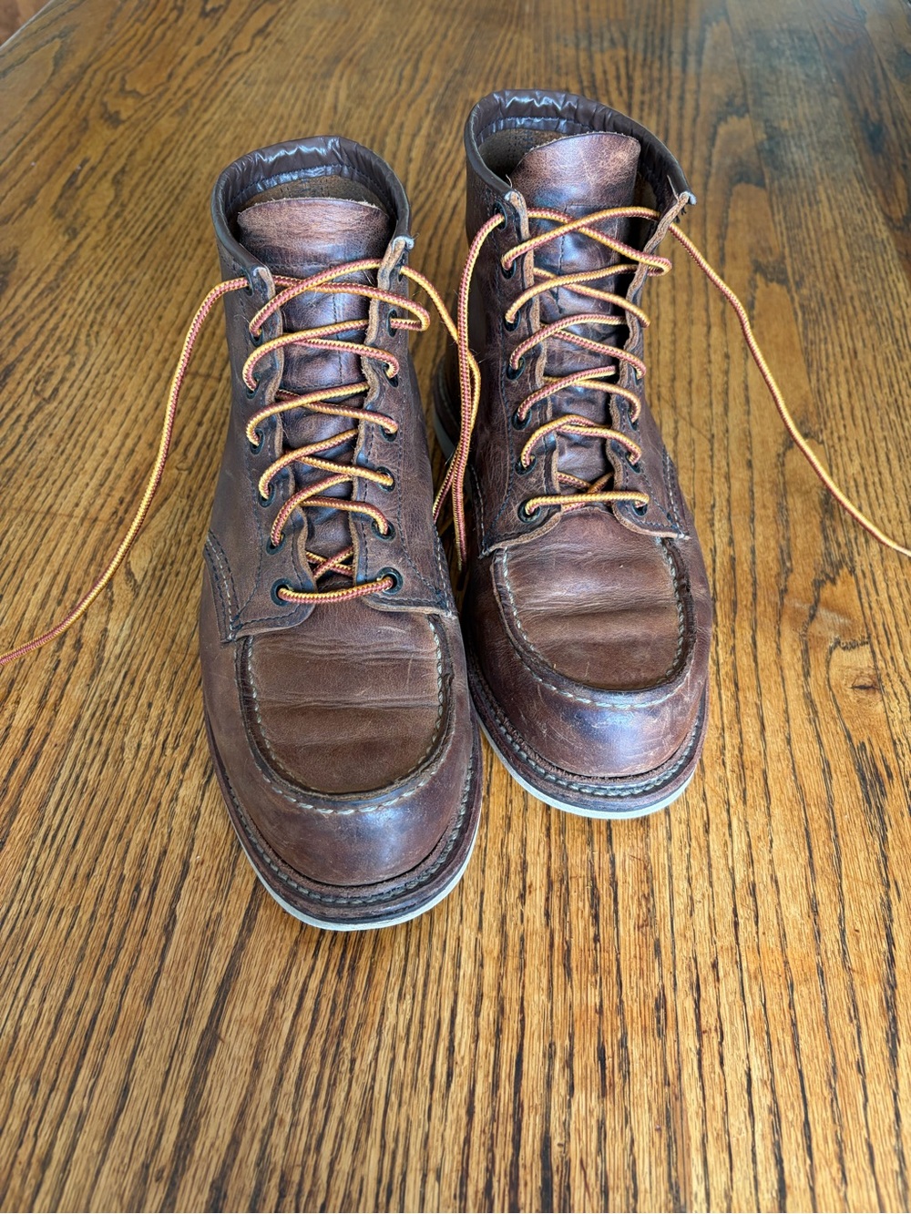 Red Wing Shoes Brown Moc Toe Leather Work Boots